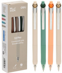 Набор ручек гелев. автоматическая Deli (A616-P) ассорти черн. черн. кор.карт. (12шт) линия 0.38мм