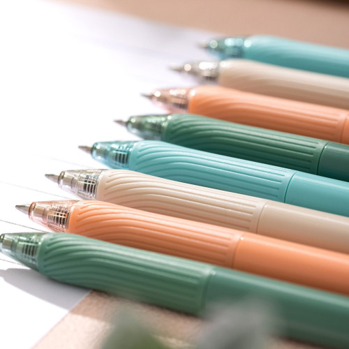 Набор ручек гелев. автоматическая Deli (A616-P) ассорти черн. черн. кор.карт. (12шт) линия 0.38мм