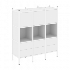 Loft Прямой стеллаж наборный VR.L-08 Белый бриллиант/Белый металл 1278*446*1458