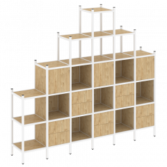 Loft Прямой стеллаж наборный VR.L-24 Тиквуд светлый/Белый металл 2526*446*2280