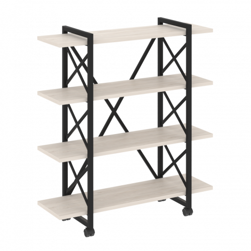 Loft Стеллаж на колесных опорах-4 полки VR.L-MST.K-4.8V Денвер светлый/Чёрный металл 1200*400*1334