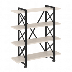 Loft Стеллаж на колесных опорах-4 полки VR.L-MST.K-4.8V Денвер светлый/Чёрный металл 1200*400*1334