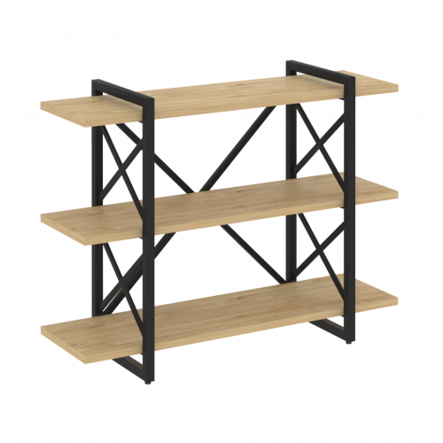 Loft Стеллаж на регулируемых опорах-3 полки VR.L-MST.O-3.8V Тиквуд светлый/Чёрный металл 1200*400*910