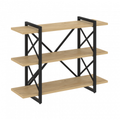 Loft Стеллаж на регулируемых опорах-3 полки VR.L-MST.O-3.8V Тиквуд светлый/Чёрный металл 1200*400*910