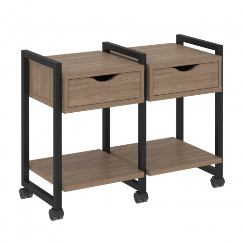 Loft Тумба на колесных опорах наборная. Вариант №1 VR.L-TN-1.K Дуб аризона/Чёрный металл 970*460*767