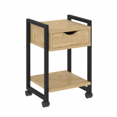 Loft Тумба на колесных опорах с ящиком и полкой VR.L-T1.K Тиквуд светлый/Чёрный металл 500*460*767