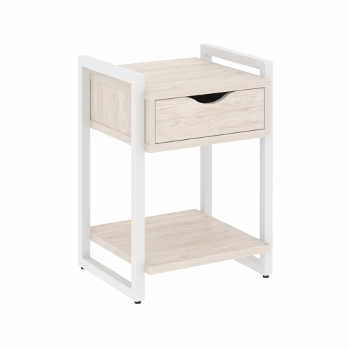 Loft Тумба на регулируемых опорах с ящиком и полкой VR.L-T1.O Денвер светлый/Белый металл 500*460*719