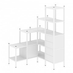 Loft Угловой внутренний стеллаж наборный VR.L-40 Белый бриллиант/Белый металл 1278*1278*1869