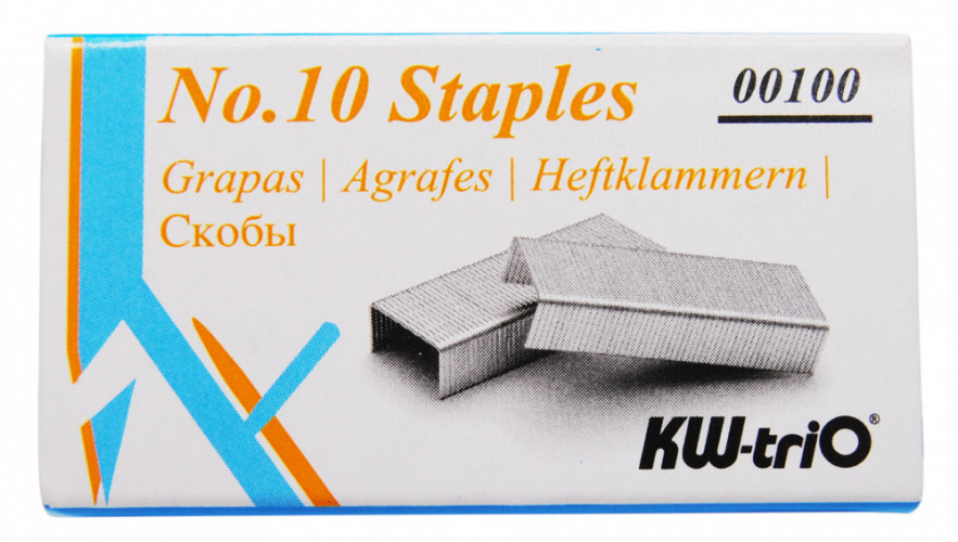 Комплект степлер+скобы Kw-Trio 05101F N10 (10листов) встроенный антистеплер ассорти 50скоб металл/пластик закрытый блистер