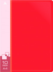 Папка с 10 прозр.вклад. Бюрократ -BPV10RED A4 пластик 0.6мм торц.карм с бум. встав красный