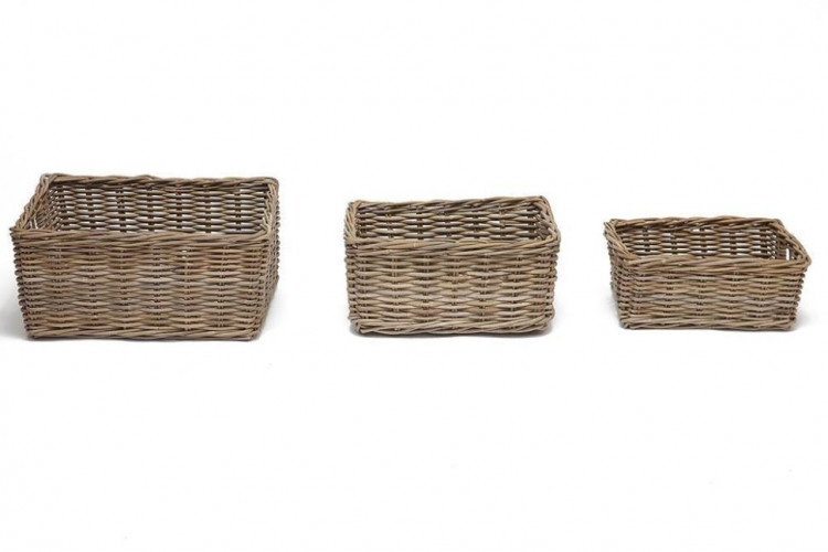 Корзина Secret De Maison Pago (набор из 3 штук ) , натуральный ротанг, 55*44*26/49*38*22/43*32*18 см, Натуральный Кубу / Natural Kubu