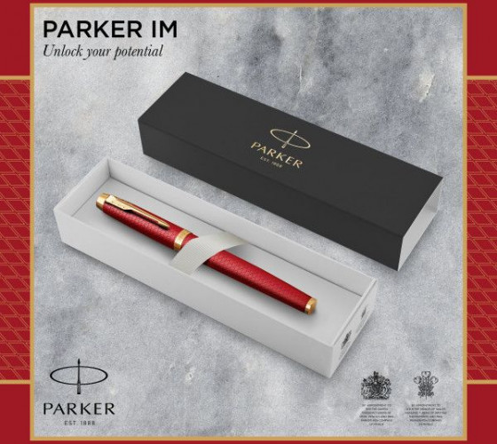 Ручка роллер Parker IM Premium T318 (CW2143647) Red GT F черн. черн. подар.кор.