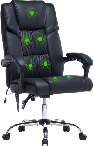 Кресло Cactus с вибромассажем CS-CHR-OC02M-BK черный эко.кожа крестов. сталь