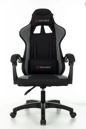 Кресло игровое Zombie Rudger черный/серый с подголов. крестов. пластик