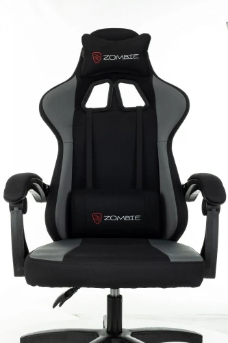 Кресло игровое Zombie Rudger черный/серый с подголов. крестов. пластик