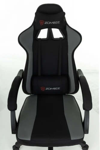 Кресло игровое Zombie Rudger черный/серый с подголов. крестов. пластик