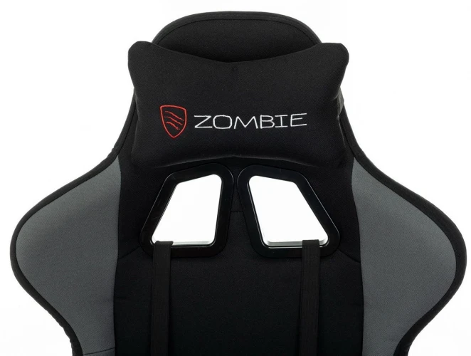 Кресло игровое Zombie Rudger черный/серый с подголов. крестов. пластик