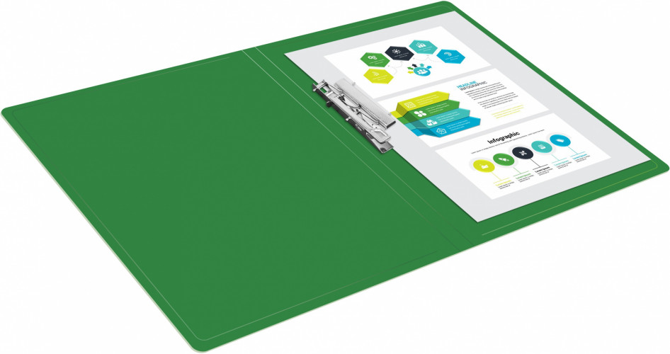 Папка метал.зажим Бюрократ -PZ05CGREEN A4 пластик 0.5мм торц.наклейка зеленый