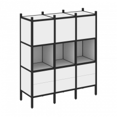 Loft Прямой стеллаж наборный VR.L-08 Белый бриллиант/Чёрный металл 1278*446*1458