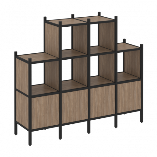 Loft Прямой стеллаж наборный VR.L-16 Дуб аризона/Чёрный металл 1694*446*1458