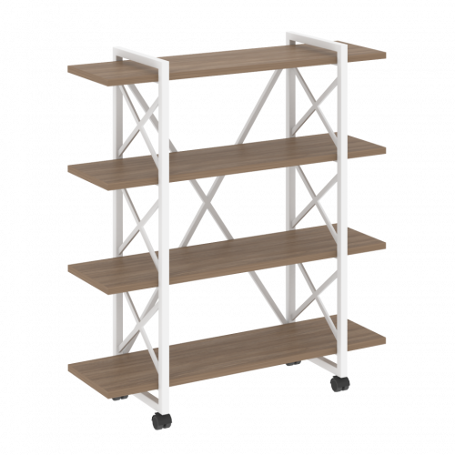 Loft Стеллаж на колесных опорах-4 полки VR.L-MST.K-4.8V Дуб аризона/Белый металл 1200*400*1334