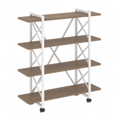 Loft Стеллаж на колесных опорах-4 полки VR.L-MST.K-4.8V Дуб аризона/Белый металл 1200*400*1334