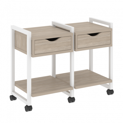 Loft Тумба на колесных опорах наборная. Вариант №1 VR.L-TN-1.K Дуб аттик/Белый металл 970*460*767