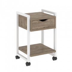 Loft Тумба на колесных опорах с ящиком и полкой VR.L-T1.K Тиквуд тёмный/Белый металл 500*460*767