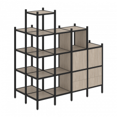 Loft Угловой внешний стеллаж наборный VR.L-58 Дуб аттик/Чёрный металл 862*1694*1869
