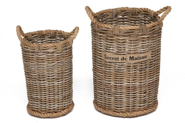 Корзина Secret De Maison Yanbe (набор из 2 штук), натуральный ротанг, 31*31*44 / 39*39*54 , Натуральный Кубу / Natural Kubu