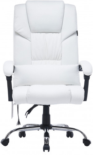 Кресло Cactus с вибромассажем CS-CHR-OC02M-WT белый эко.кожа крестов. сталь