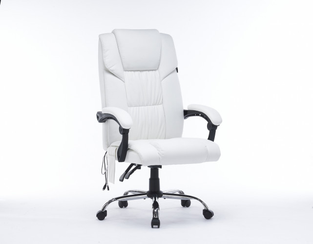 Кресло Cactus с вибромассажем CS-CHR-OC02M-WT белый эко.кожа крестов. сталь