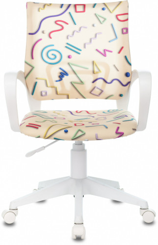 Кресло детское Бюрократ BUROKIDS 1 W песочный Sticks 02 крестов. пластик пластик белый