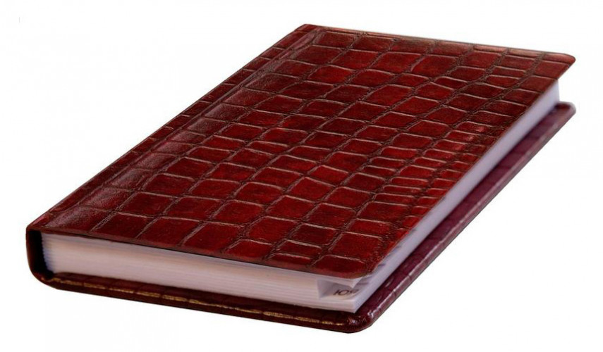 Записная книжка КРОКО A6 130x85мм искусст. кожа 56л линейка алфавитная бордовый