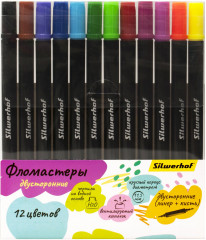 Фломастеры для скетчинга Silwerhof 11.5мм 169мм двойной пиш. наконечник Вентилируемый 12цв. пакет с европодвесом