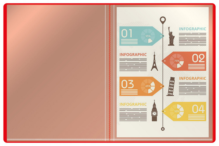 Папка с 10 прозр.вклад. Buro -ECB10RED A4 пластик 0.5мм красный