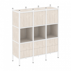 Loft Прямой стеллаж наборный VR.L-08 Денвер светлый/Белый металл 1278*446*1458