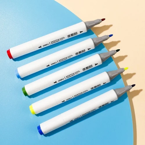 Набор маркеров для скетчинга Deli E70803-80 Color Emotion 11мм 150мм трехгр. двойной пиш. наконечник 1-7мм 80цв. ассорти пластиковая коробка (80шт.)