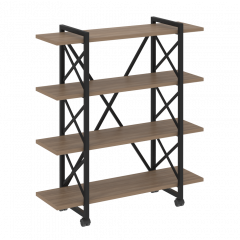 Loft Стеллаж на колесных опорах-4 полки VR.L-MST.K-4.8V Дуб аризона/Чёрный металл 1200*400*1334