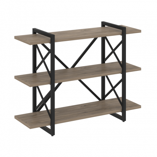 Loft Стеллаж на регулируемых опорах-3 полки VR.L-MST.O-3.8V Тиквуд тёмный/Чёрный металл 1200*400*910