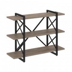 Loft Стеллаж на регулируемых опорах-3 полки VR.L-MST.O-3.8V Тиквуд тёмный/Чёрный металл 1200*400*910