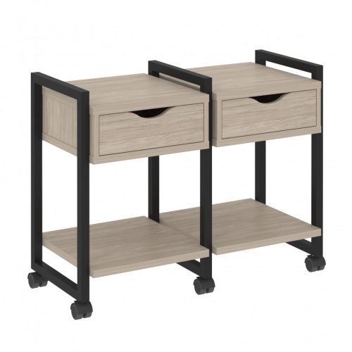 Loft Тумба на колесных опорах наборная. Вариант №1 VR.L-TN-1.K Дуб аттик/Чёрный металл 970*460*767