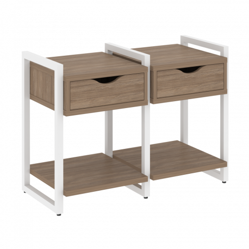 Loft Тумба на регулируемых опорах с ящиком и полкой VR.L-T1.O Дуб аризона/Белый металл 500*460*719