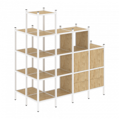 Loft Угловой внешний стеллаж наборный VR.L-58 Тиквуд светлый/Белый металл 862*1694*1869