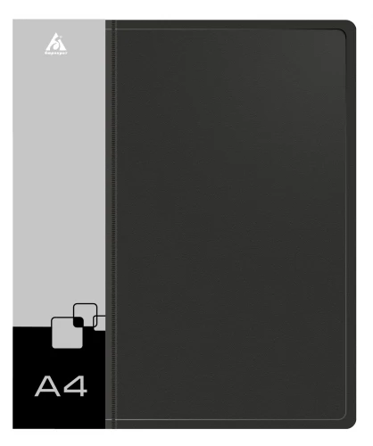 Папка на 2-х D-кольцах Бюрократ -0840/2DBLCK A4 пластик 0.8мм кор.40мм внутр. с вставкой черный