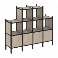 Loft Прямой стеллаж наборный VR.L-16 Дуб аттик/Чёрный металл 1694*446*1458