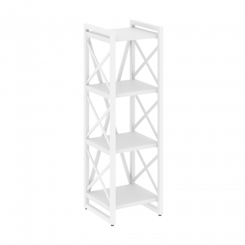 Loft Стеллаж на регулируемых опорах-4 полки VR.L-MST.O-4.4 Белый бриллиант/Белый металл 400*400*1280