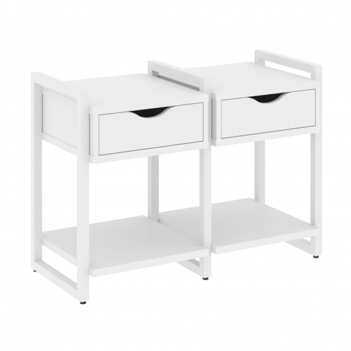 Loft Тумба на регулируемых опорах наборная. Вариант №1 VR.L-TN-1.O Белый бриллиант/Белый металл 970*460*719