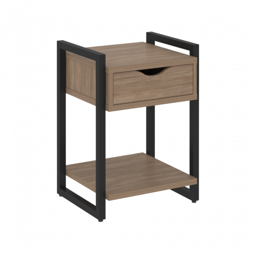 Loft Тумба на регулируемых опорах с ящиком и полкой VR.L-T1.O Дуб аризона/Чёрный металл 500*460*719