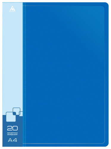 Папка с 20 прозр.вклад. Бюрократ -BPV20 A4 пластик 0.6мм торц.карм с бум. встав ассорти